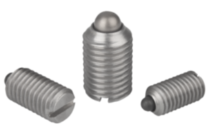 Spring plungers  with slot and thrust pin, stainless steel