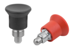 Indexing plunger mini steel or stainless steel with plastic mushroom grip