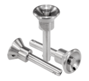 Ball lock pins with stainless steel mushroom grip