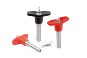 Ball lock pins, lockable with plastic T-grip