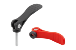 Cam levers, plastic with internal or external thread, plastic thrust washer and steel or stainless steel stud - inch