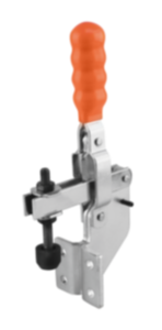 Toggle clamps vertical with angled foot and adjustable clamping spindle