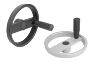2paprsková ruční ovládací kola, z hliníku, s otočným válcovým úchytem 2paprsková ruční ovládací kola, z hliníku, s otočným válcovým úchytem