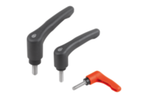 Clamping levers, plastic  with external thread and safety function, thread insert stainless steel