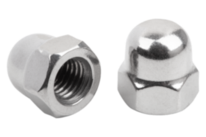 Hex cap nut, high style DIN 1587 steel or stainless steel