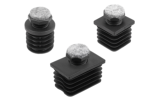 Adjustment plugs, plastic with felt glide surface  for round and square tubes