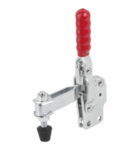 Toggle clamps vertical  with straight foot and adjustable clamping spindle