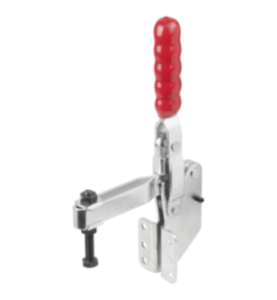 Toggle clamps vertical  with angled foot and adjustable clamping spindle